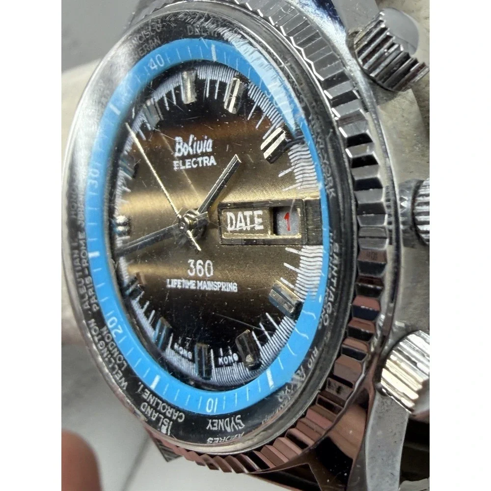 Bolivia Vintage Electra 360 Manual Wind Working Mens Watch‎ 42MM 7.5